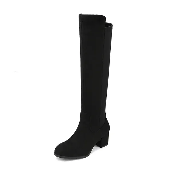 DREAM PAIRS Wide Calf Fur Lined Faux Suede Knee High Boots for Women
