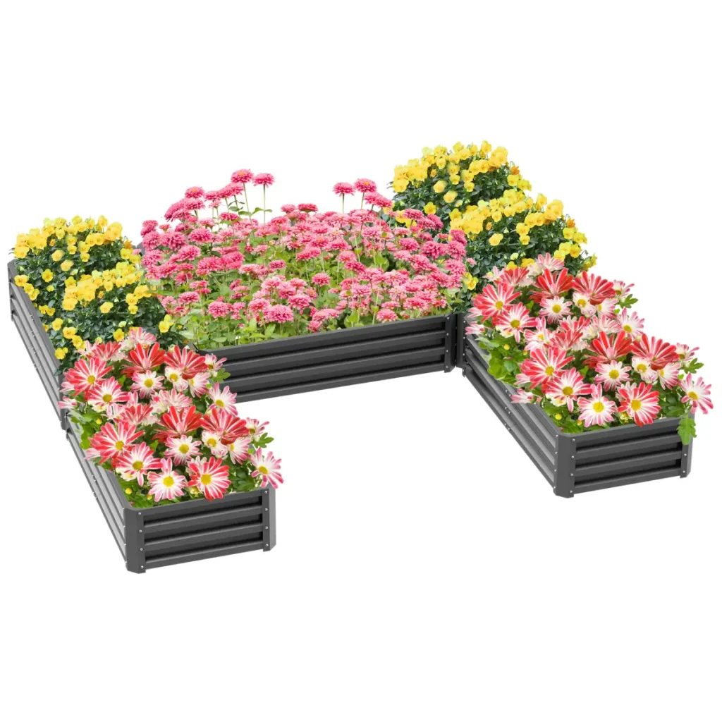 Outsunny Steel Raised Garden Bed Set of 5 Large Box Planters Gray - outsunny steel raised garden bed set of 5 large box planters gray Outsunny Steel Raised Garden Bed Set of 5 Large Box Planters Gray